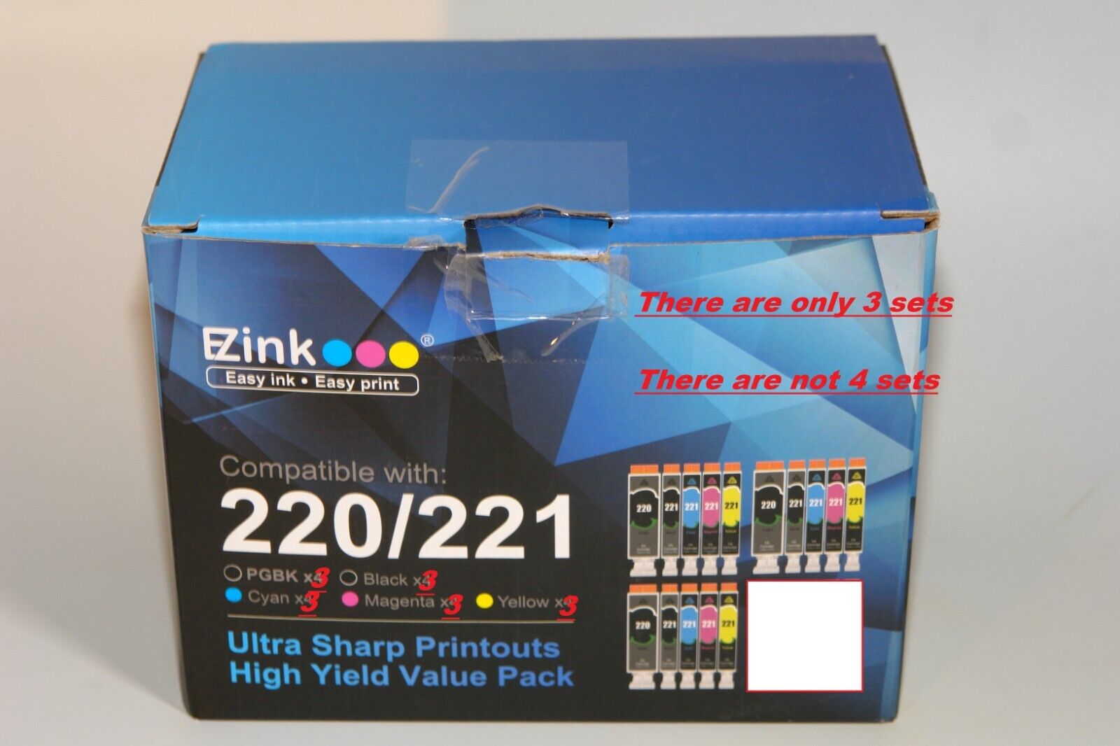 EZink 220/221 color and black box ink cartridges, Used missing some cartridges