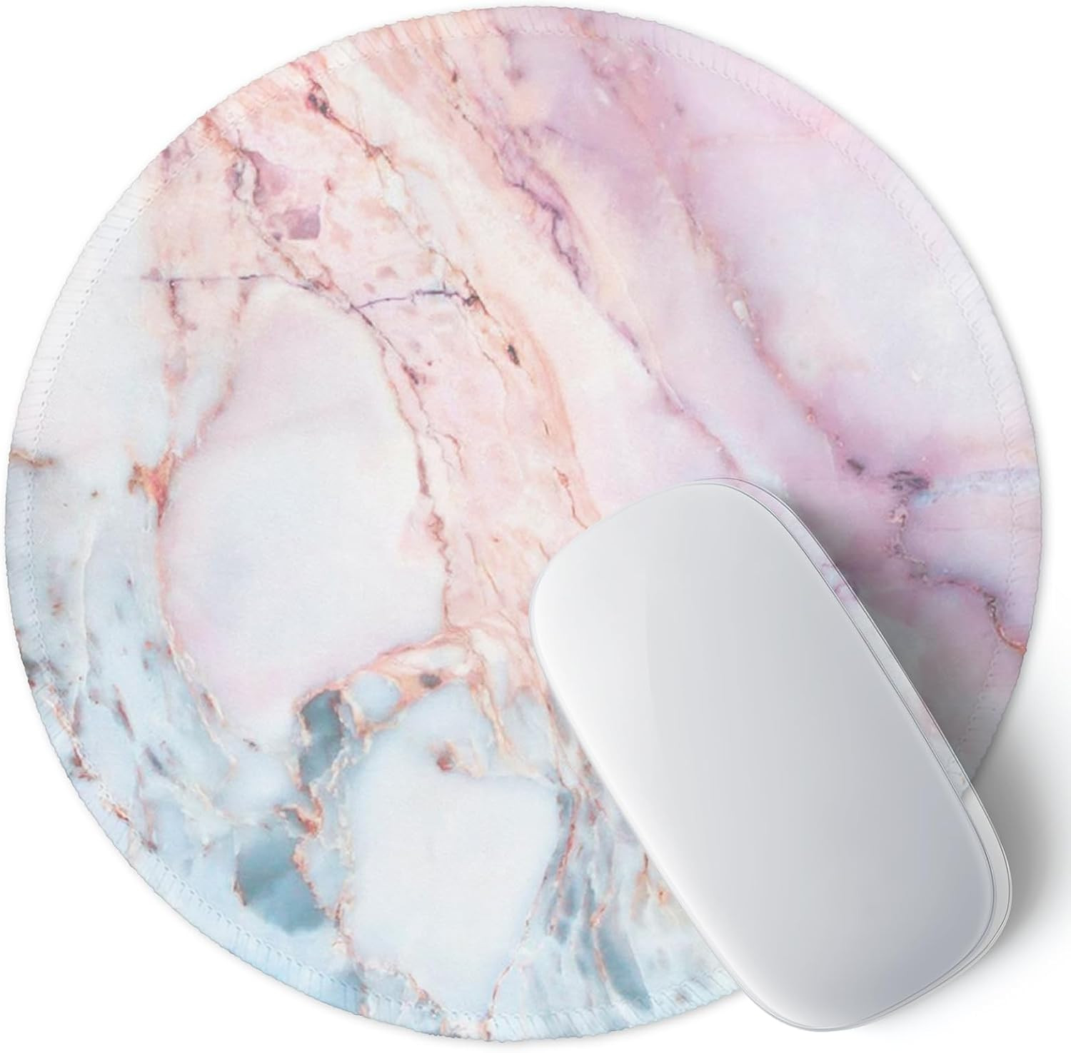 Marble round Mouse Pad Pink Marble Customized Premium-Textured Washable Desktop