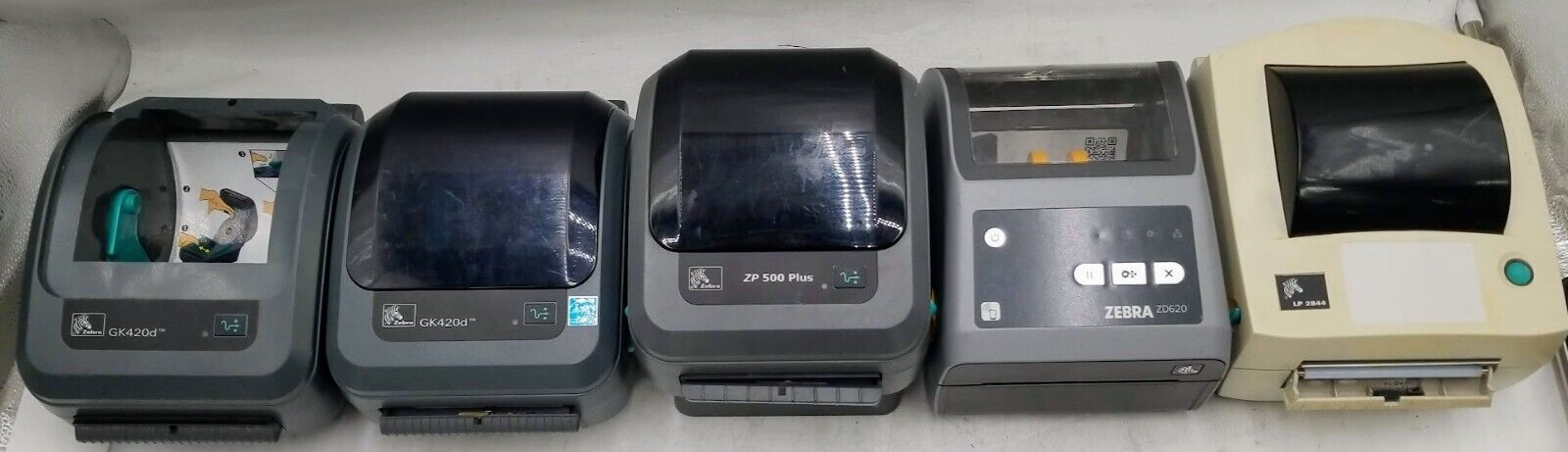 LOT OF 5 Zebra Label Printer 2x GK420d/ 1x ZP 500 Plus/ 1x ZD620 / 1x LP2844