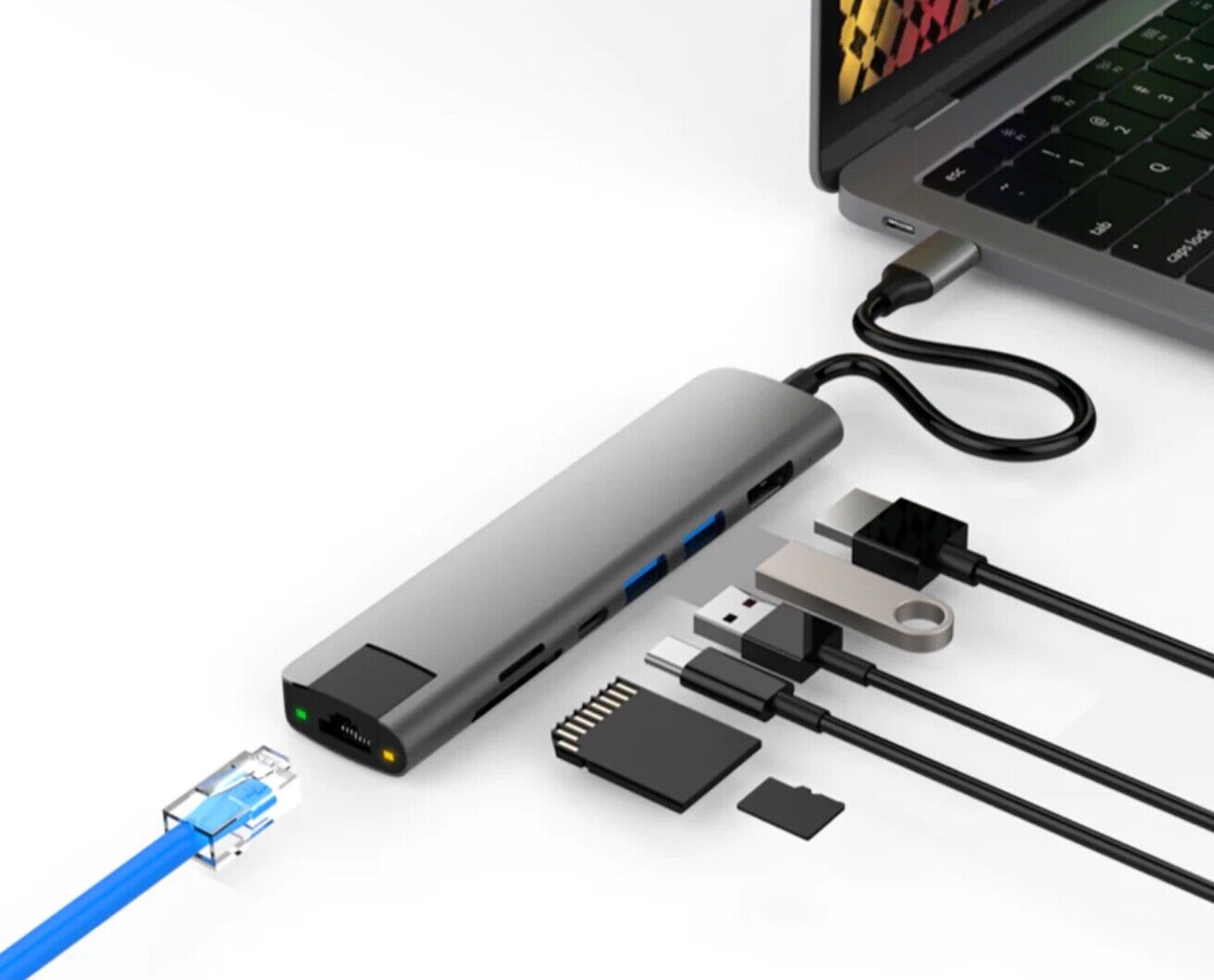 HyperDrive Slab 7-in-1 USB-C Hub: Ultimate Connectivity in Silver