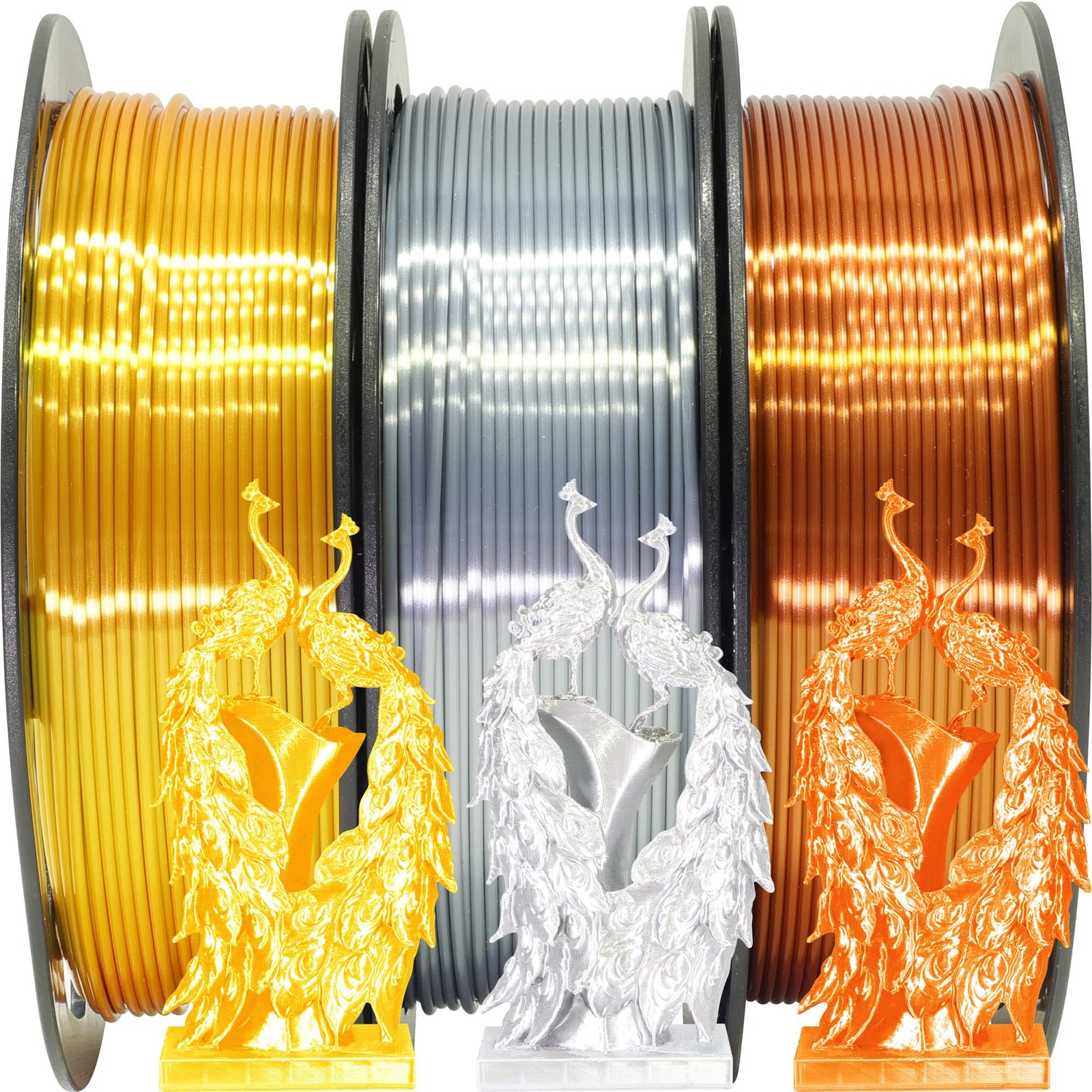 Shiny Silk Gold Silver Copper Filament Bundle, 1.75mm 3D Printer Filament