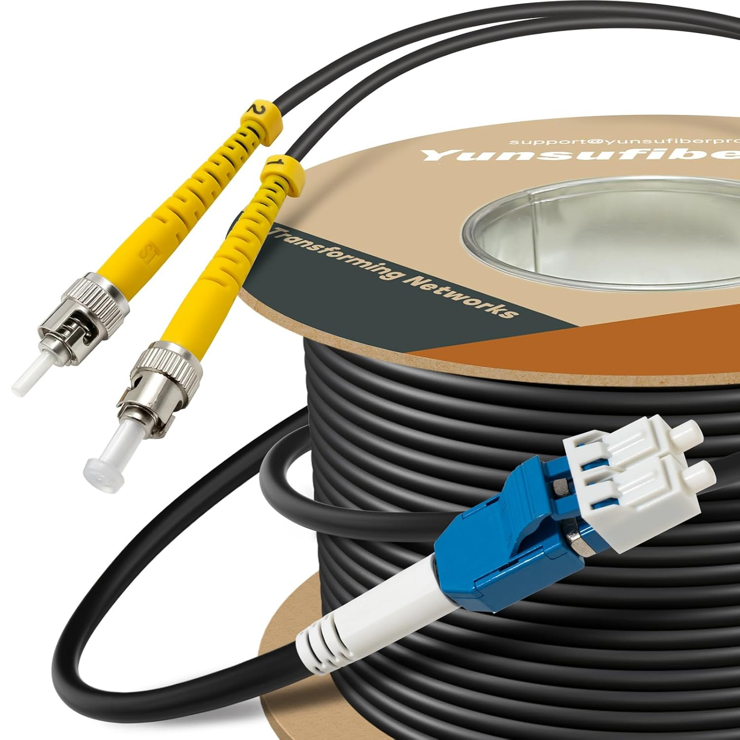 1000Ft / 300M Armored Od-5Mm OS2 LC to ST Single Mode Fiber Cable, LC-ST Fiber O