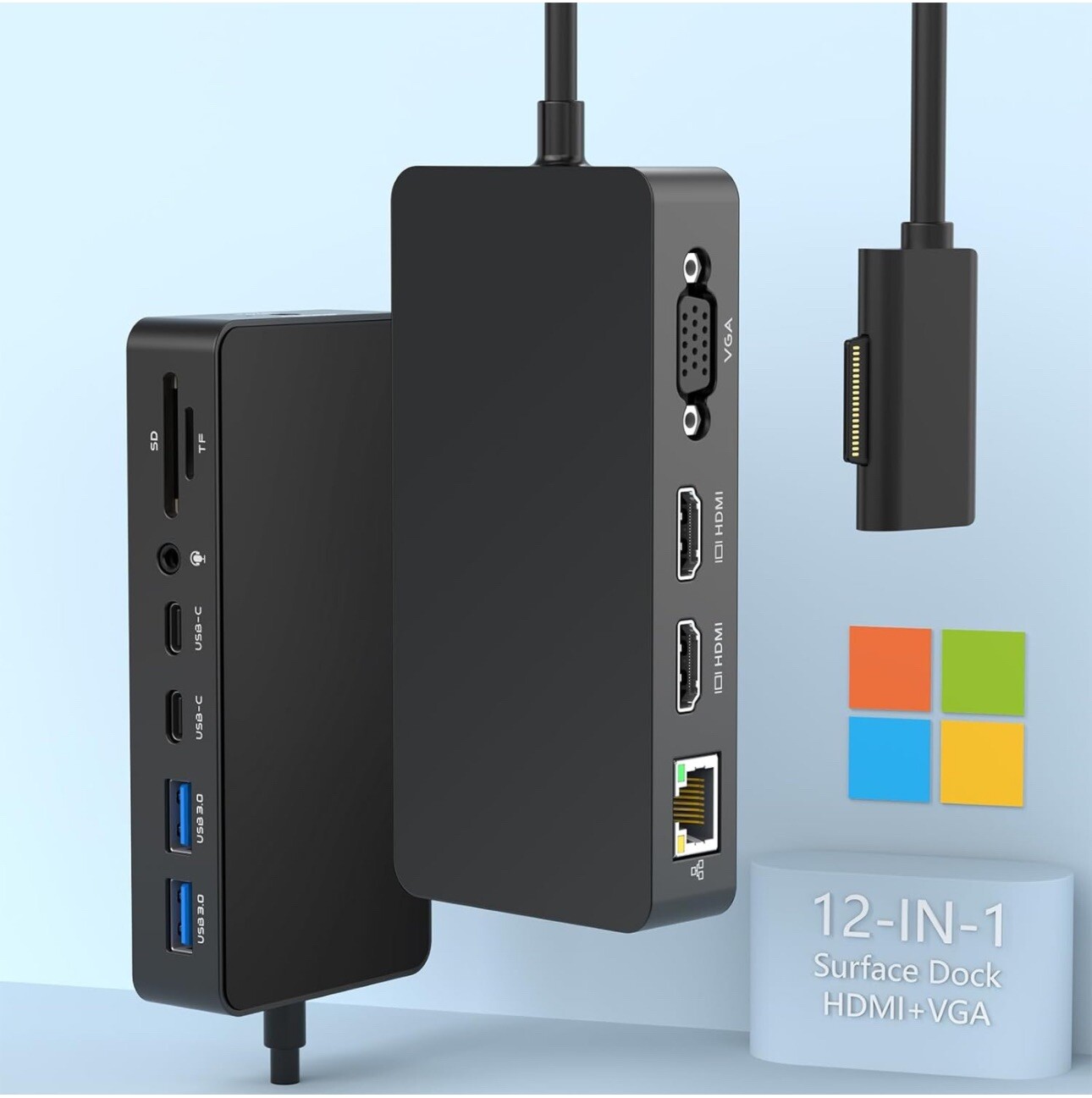 Surface Expansion Dock Triple Display 12-in-1 Dual 4K HDMI+VGA For Surf Pro