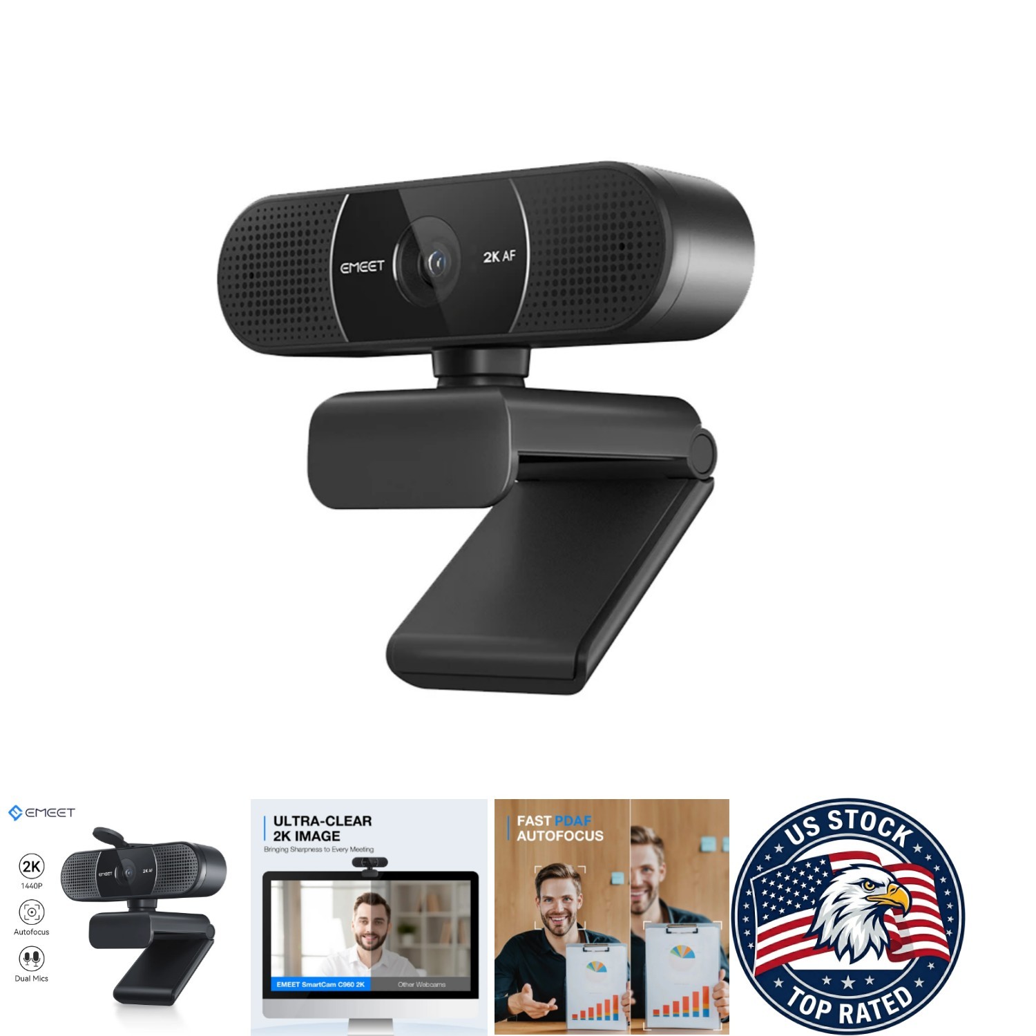 Webcam EMEET C960 2K Autofocus USB Streaming Camera with CMOS - EMEET Webcam 2K