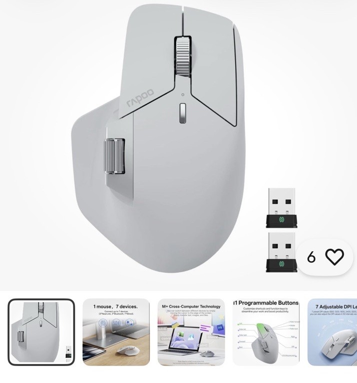 Rapoo MT760 PRO Wireless Mouse, NearLink + Bluetooth 5.0 Multi-Device