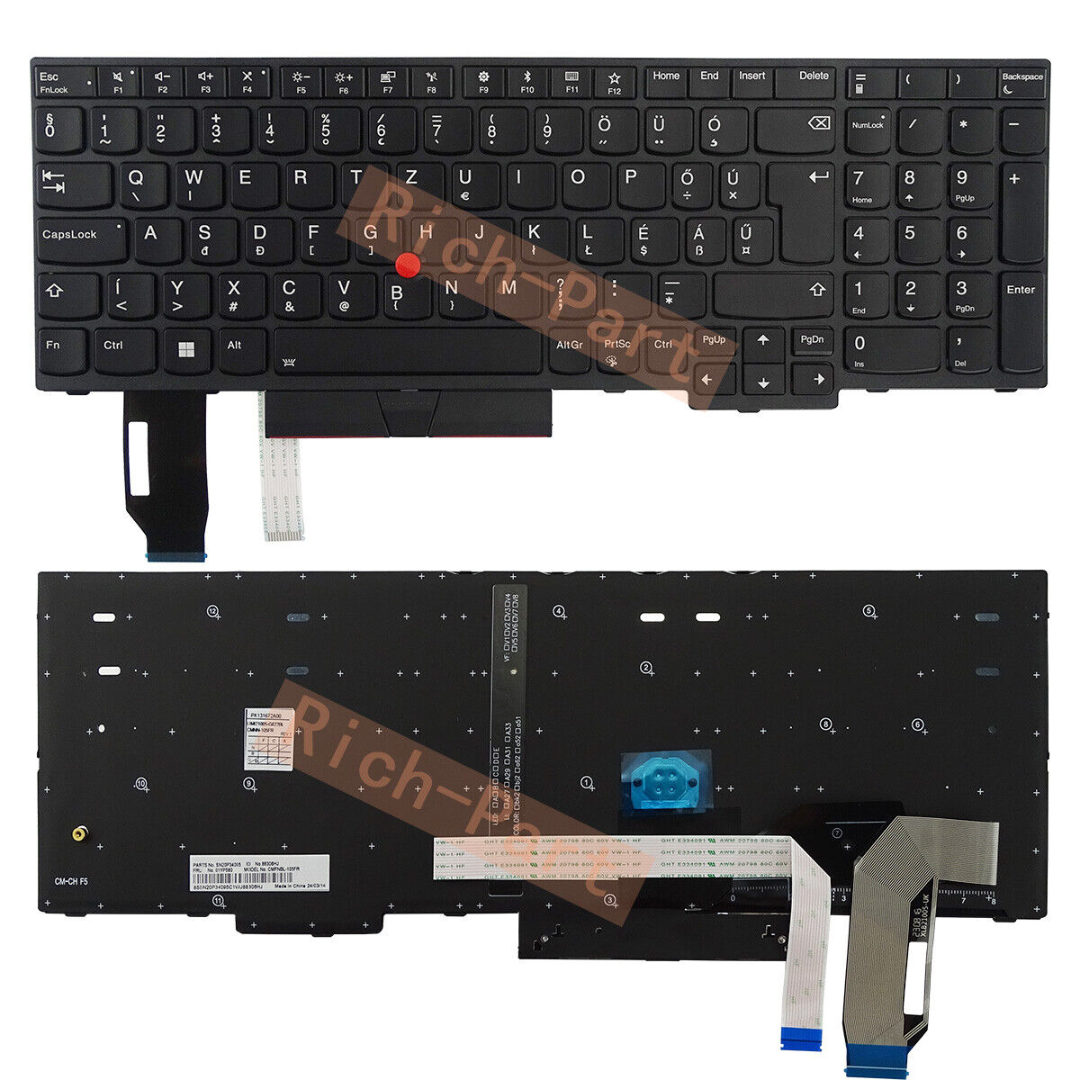 Hungarian Backlit W/Trackpoint Keyboard for Lenovo Thinkpad E580/E585/E595/T590