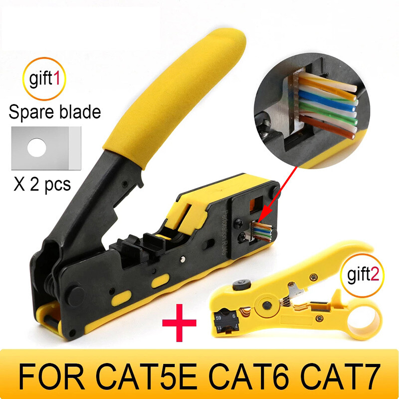 All in one Easy RJ45 Tool Network Crimper Cable Crimping Tools for RJ45 Cat7/6/5
