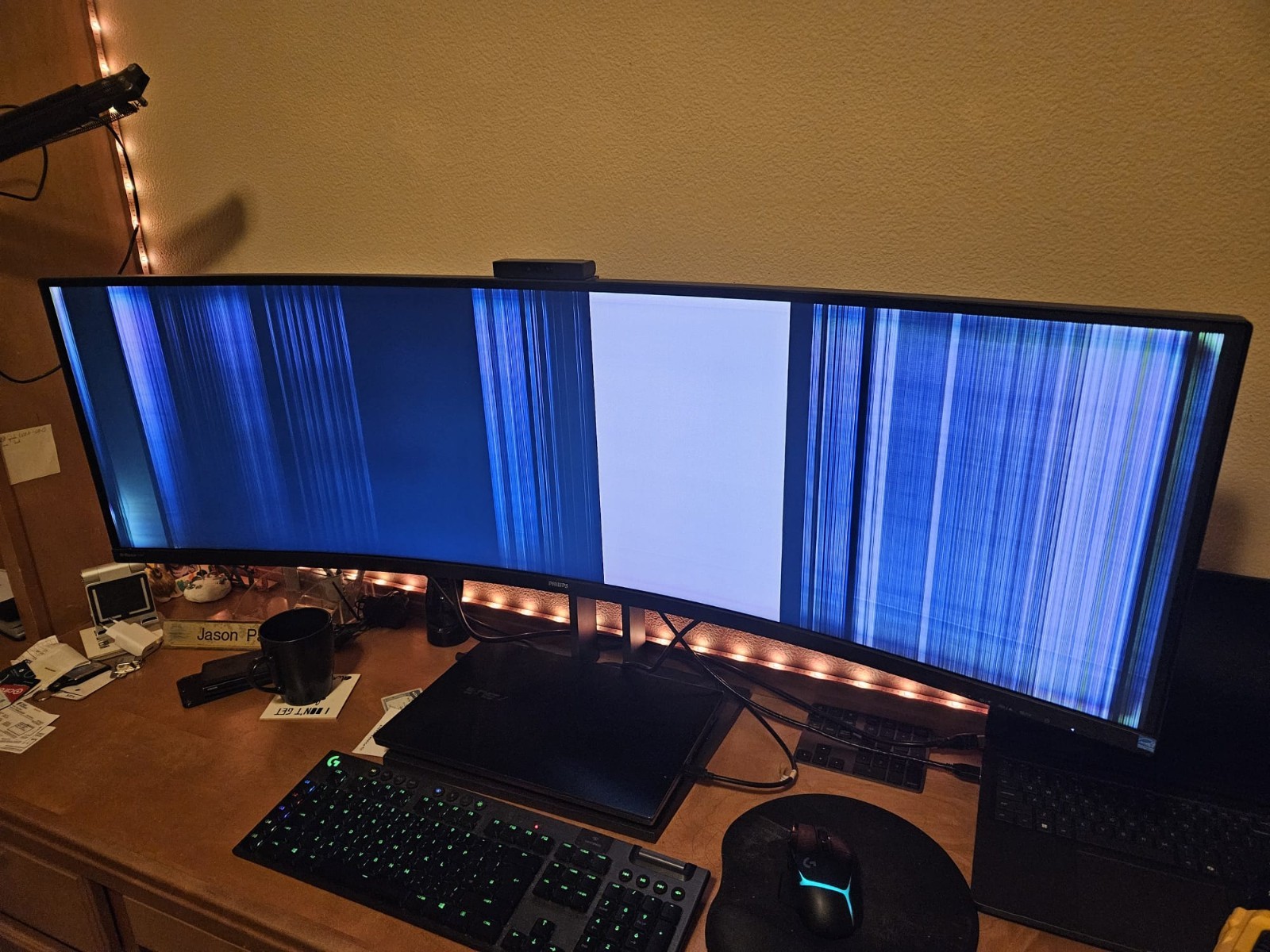 Philips 499P9H 48.8" DQHD VA LCD W-LED Curved Screen Monitor (Screen Damaged)