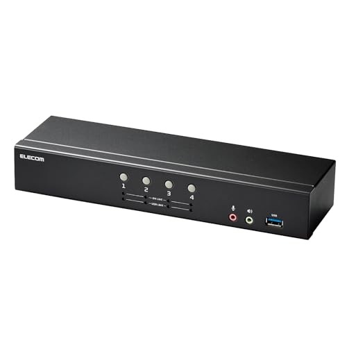 ELECOM PC Switcher KVM Switch DisplayPort TM 4 Ports Switching 4 PCs 4K60Hz with