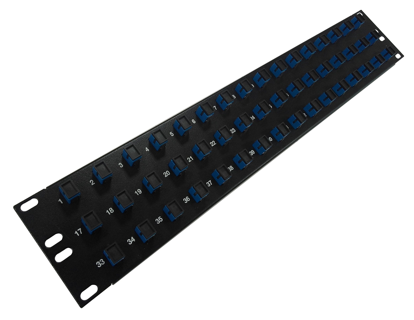 48 Port SC Fiber Patch Panel Singlemode Blue Couplers Loaded 2u 19" Fiber Optic