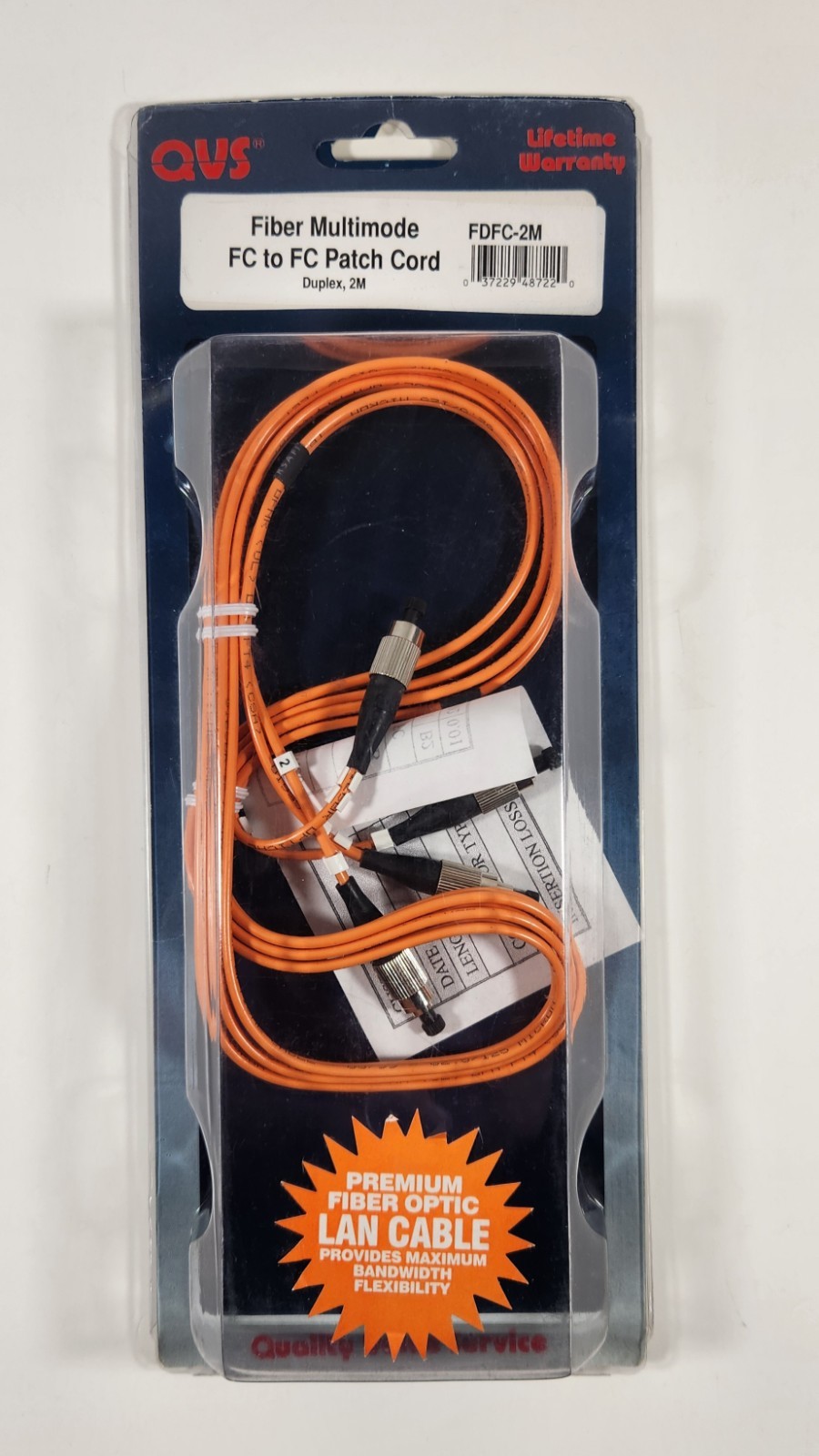 NEW QVS FIBER MULTIMODE FC TO FC PATCH CORD FDFC-2M
