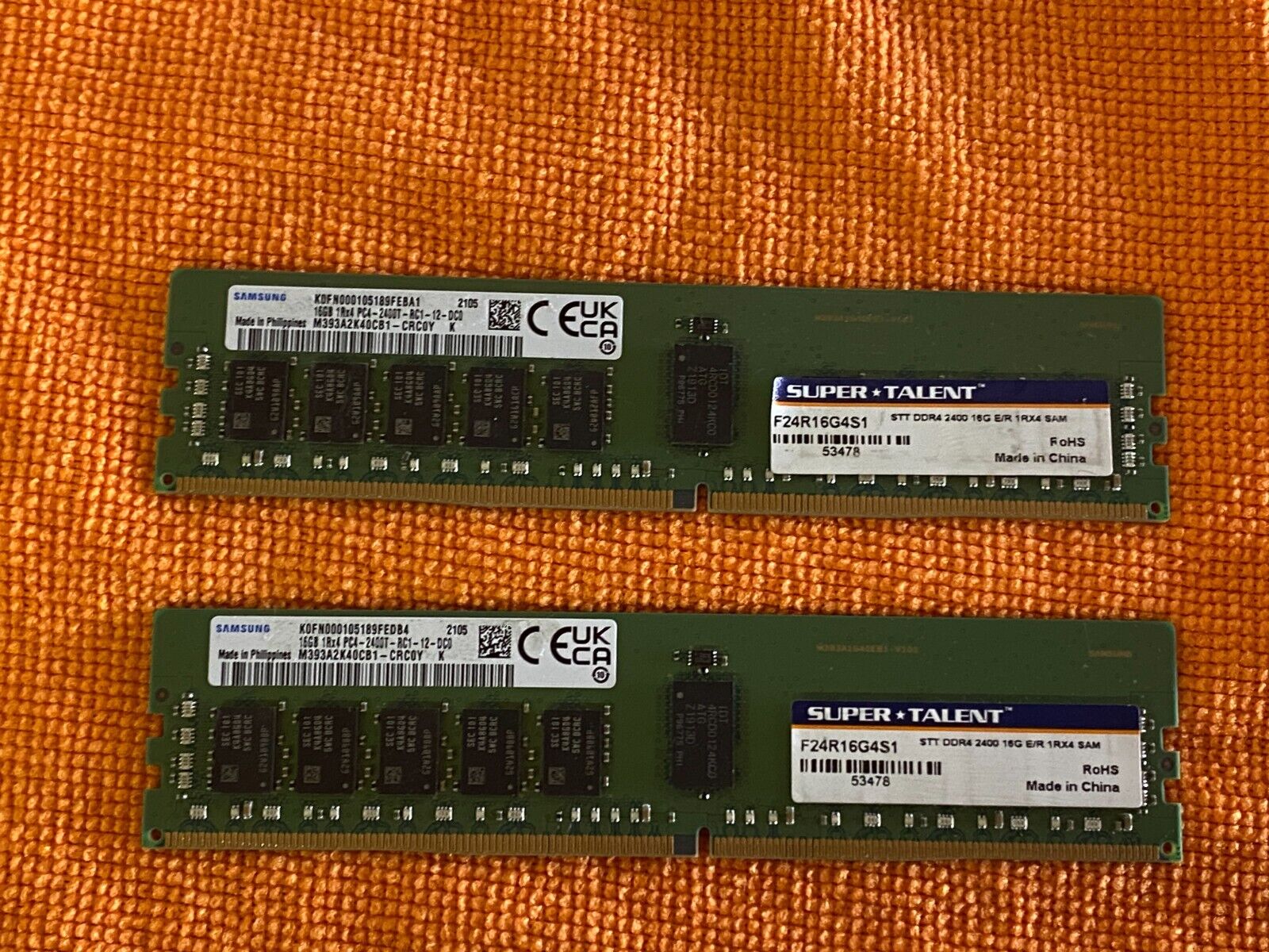 32GB (2x16) SAMSUNG 16GB 1Rx4 DDR4 2400MHz M393A2K40CB1 SERVER RAM HP 809082-091
