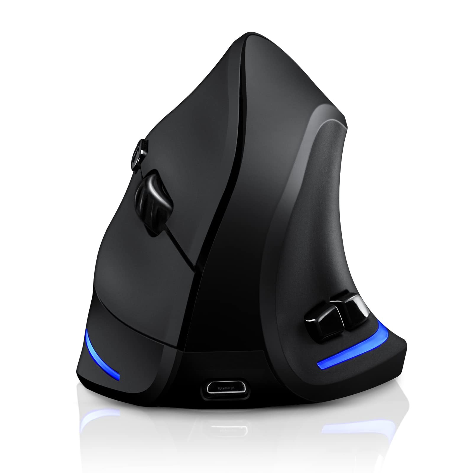 TRELC Wireless Vertical Mouse, Black Tri-Mode
