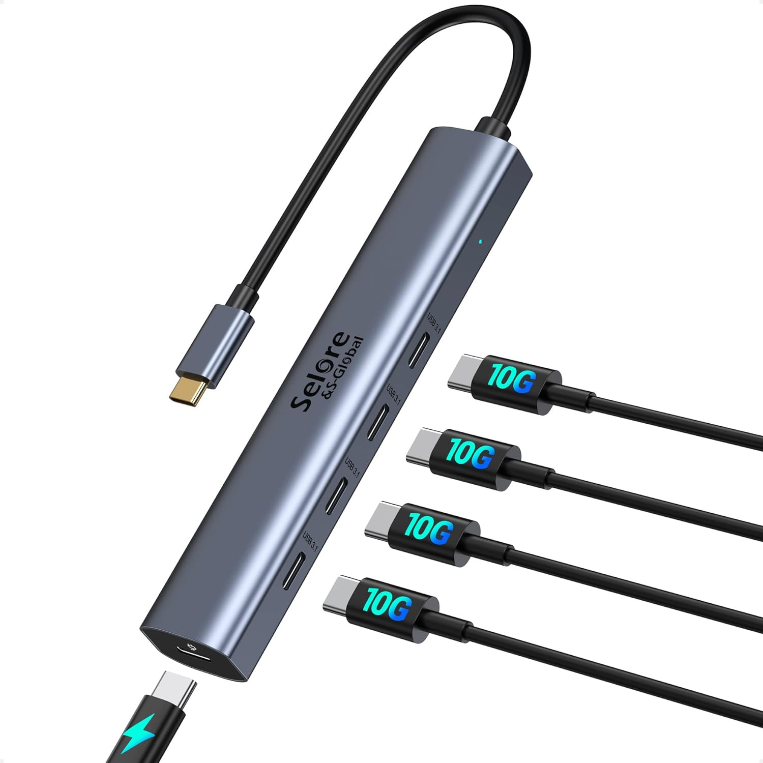 10Gbps USB-C Hub, 5-Port USB-C Splitter with 100W Power Delivery, Multiport
