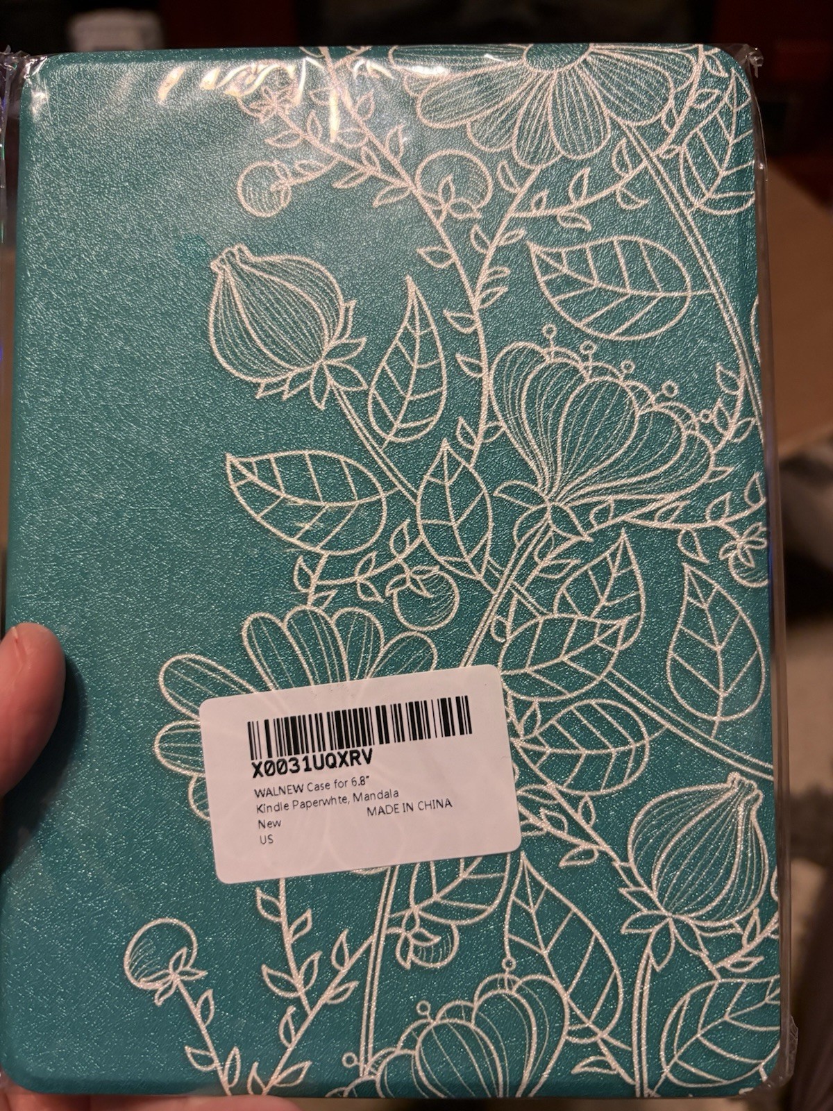 WALNEW Mandala Floral Case for Kindle Paperwhite 6.8" Teal Synthetic Leather