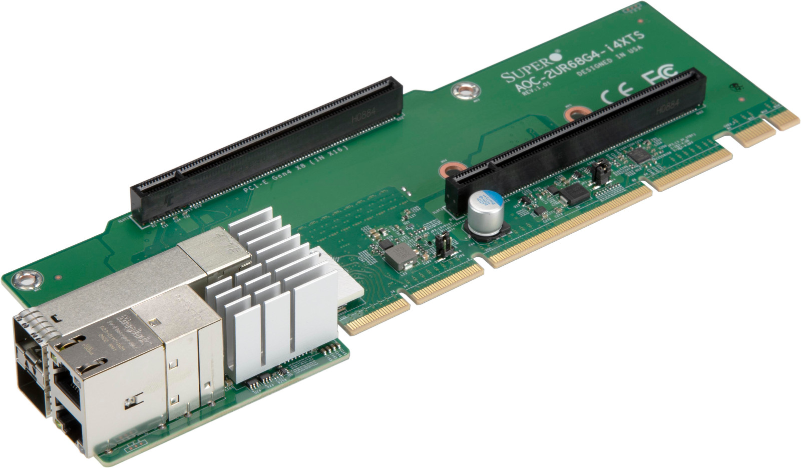 Supermicro AOC-2UR68G4-I4XTS 2U Ultra Riser with 2-port 10G RJ45 & 2-port10GSFP+