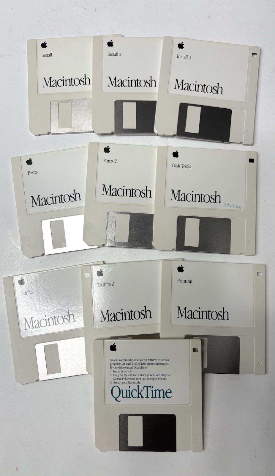 Apple Macintosh System 7.1 Floppy Disk Lot 10 Disks Install Tools Fonts Tidbits