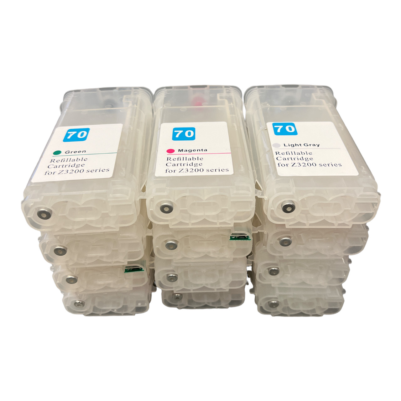 12 Pack Empty Refillable ink cartridge Kit for HP 70 DesignJet Z3200 130ml