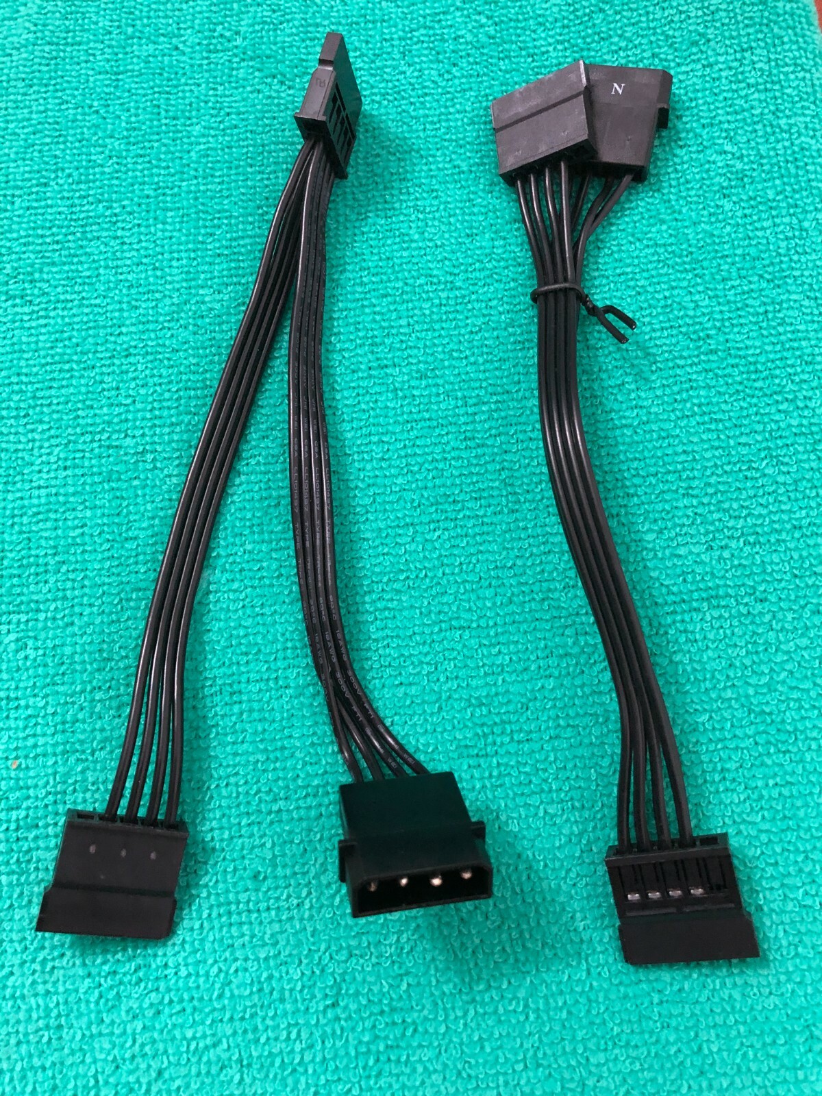 2 pcs  IDE/Molex 4 Pin Male To Serial ATA SATA 15 Pin Female Power Adapter Cable