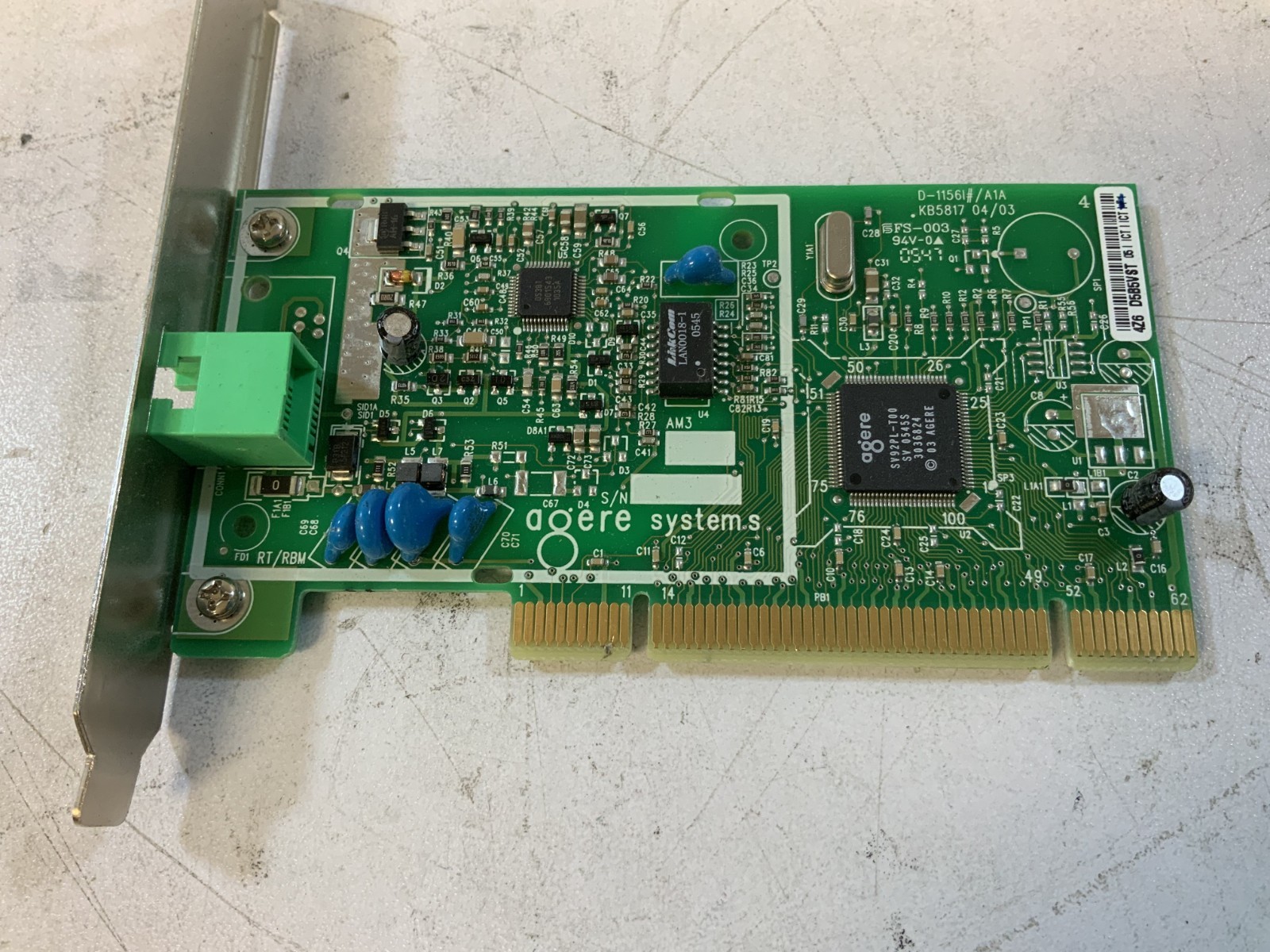 Agere Systems 5188-1026 56K Internal PCI Modem Card "P4C"