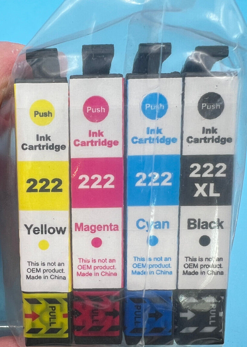 4PK Compatible T222XL 222 XL Ink Cartridge for Epson WF-2960 XP-5200 Printer