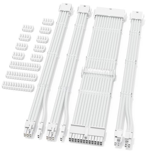 PSU Cable Extension Kit White 16AWG: 24 Pin, 8 Pin EPS, 8 Pin PCIe
