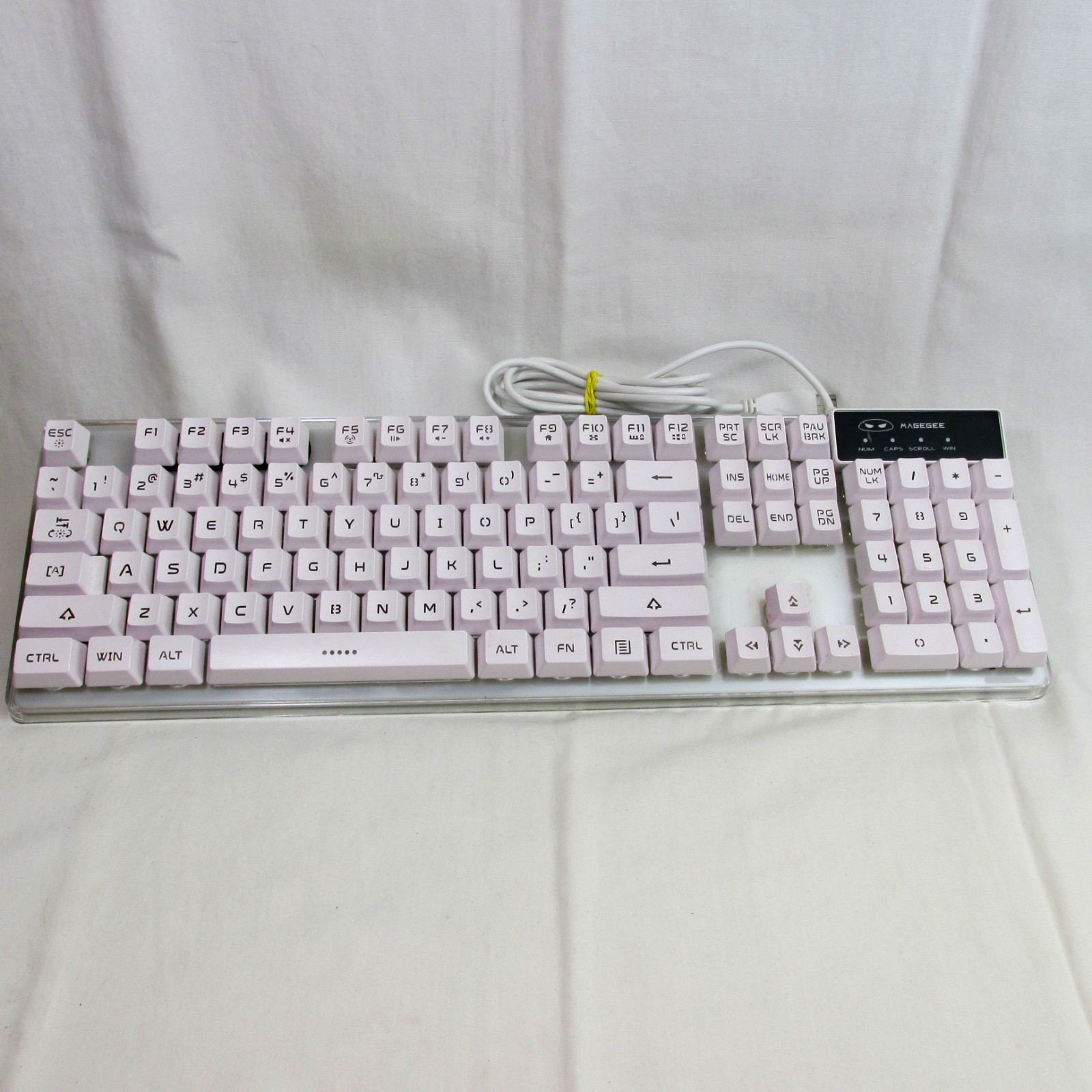 MageGee Gaming Keyboard Rainbow Backlit LED Wired USB Model K1 White 104 Keys