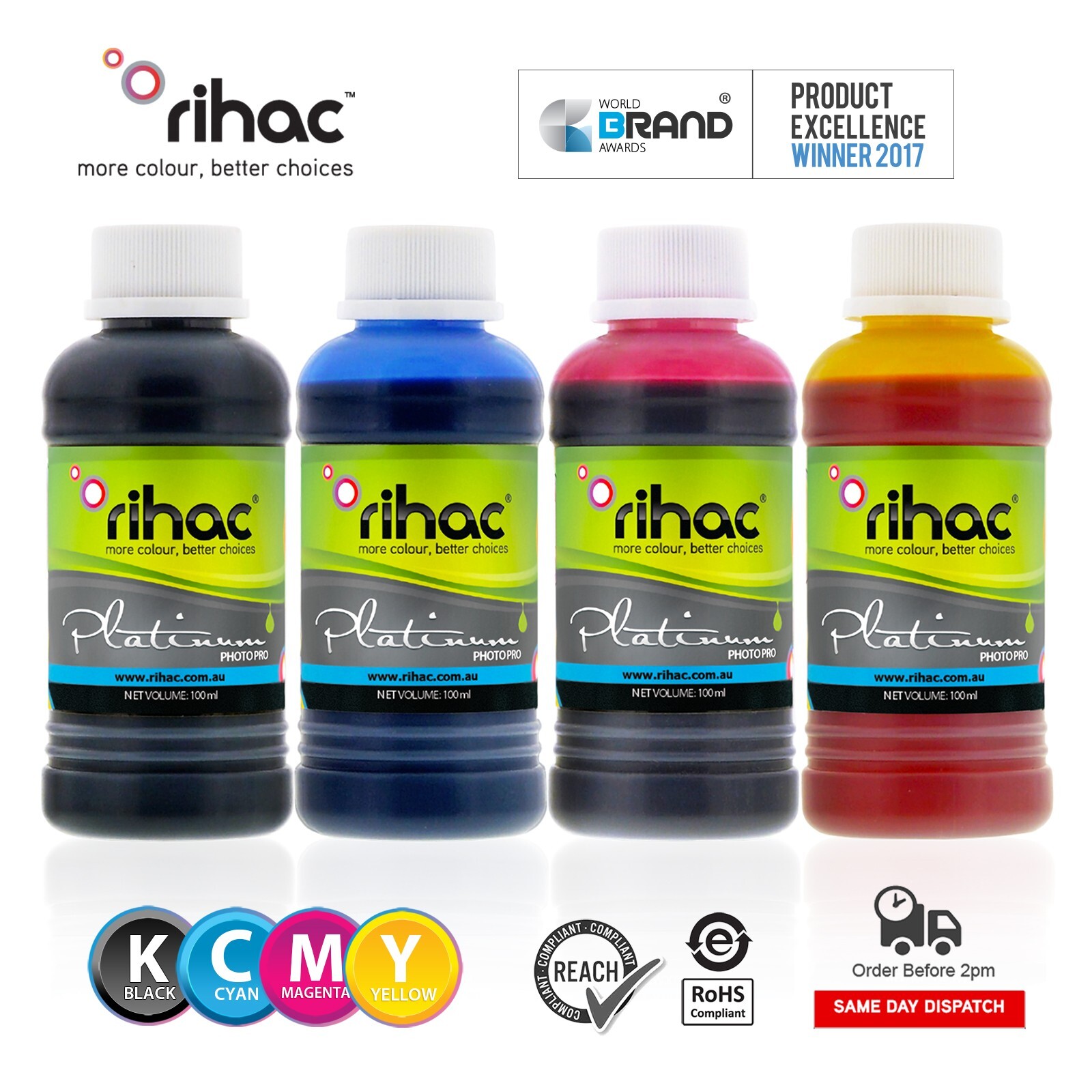 Rihac Refill Ink for Brother Printer LC-133 DCP-J552DW MFC-J470 MFC-J4710 CISS 