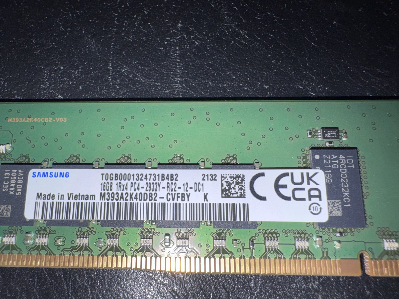 Samsung M393A2K40DB2-CVFBY DDR4-2933 16GB 1Rx4 RDIMM REG Server RAM