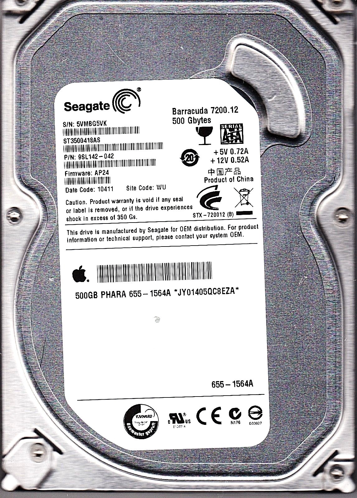 FOR DATA RECOVERY Seagate ST3500418AS pn: 9SL142-042 WU SATA BAD SECTOR 4013