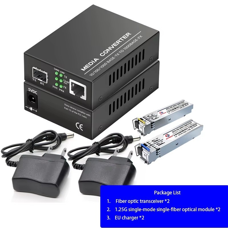 BYXGD Gigabit SFP Fiber Media Converter 20/40/80KM SC LC Single-Mode BIDI