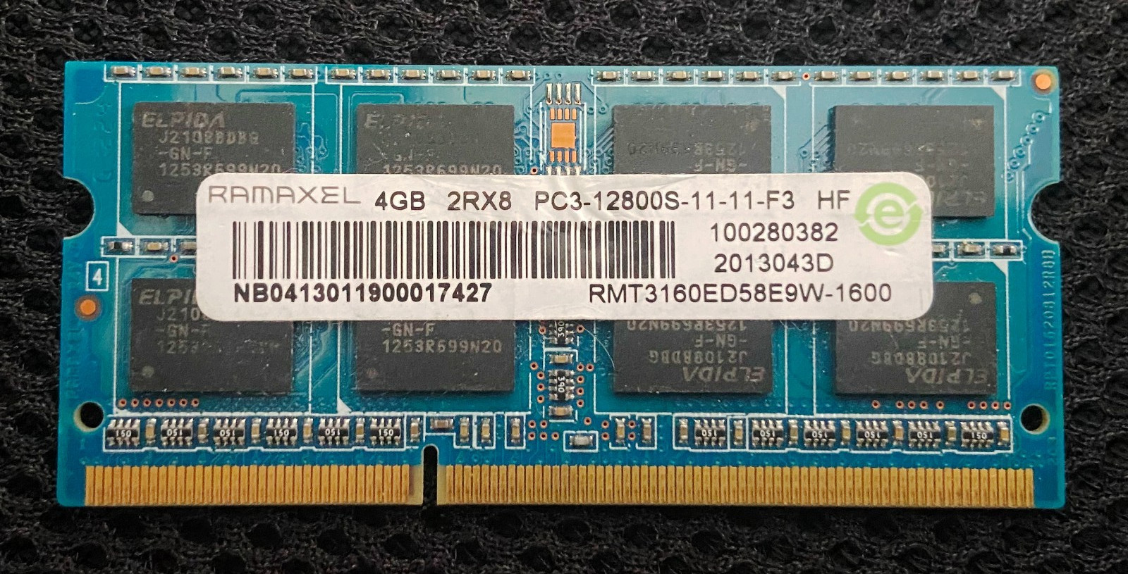Ramaxel 4GB PC3-12800 DDR3-1600MHz SoDimm Memory Laptop Ram RMT3160ED58E9W-1600
