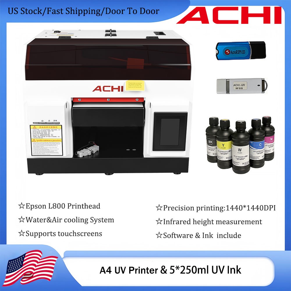 ACHI A4 UV Epson L800 Inkjet Infrared Altimetry Printer With Rotary With Ink