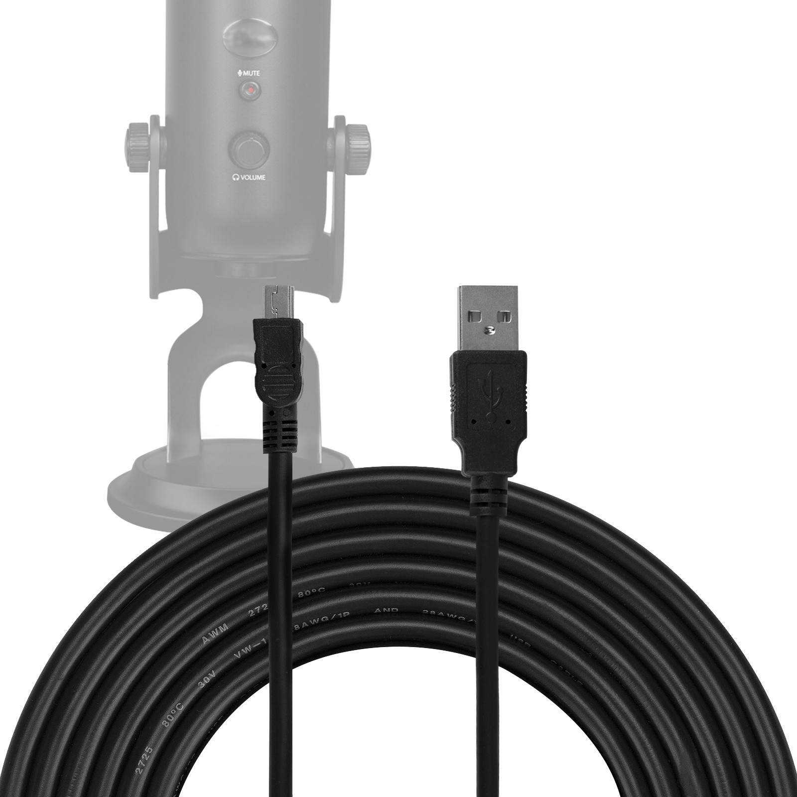 Geekria Microphone Cables for Blue Yeti, Yeti Pro, Snowball iCE, (10 ft)