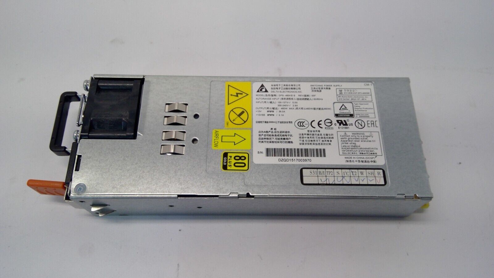 Delta DPS-460KB 80 Plus Gold 460W Power Supply for Dell S4048-ON N4000 N4032F