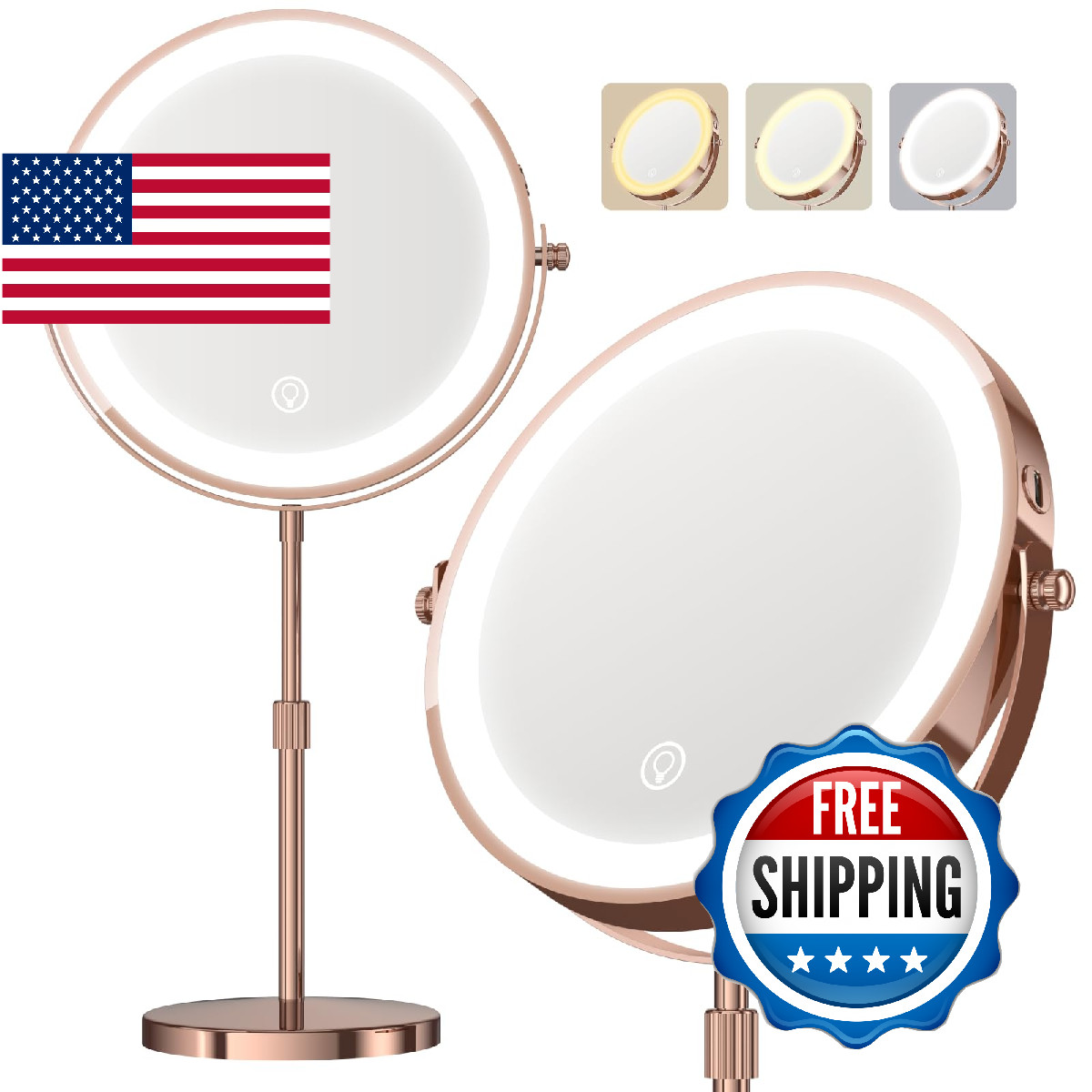 20X Makeup Mirror with Lights, 9" Magnifying Mirror with Light Brightness Adjust