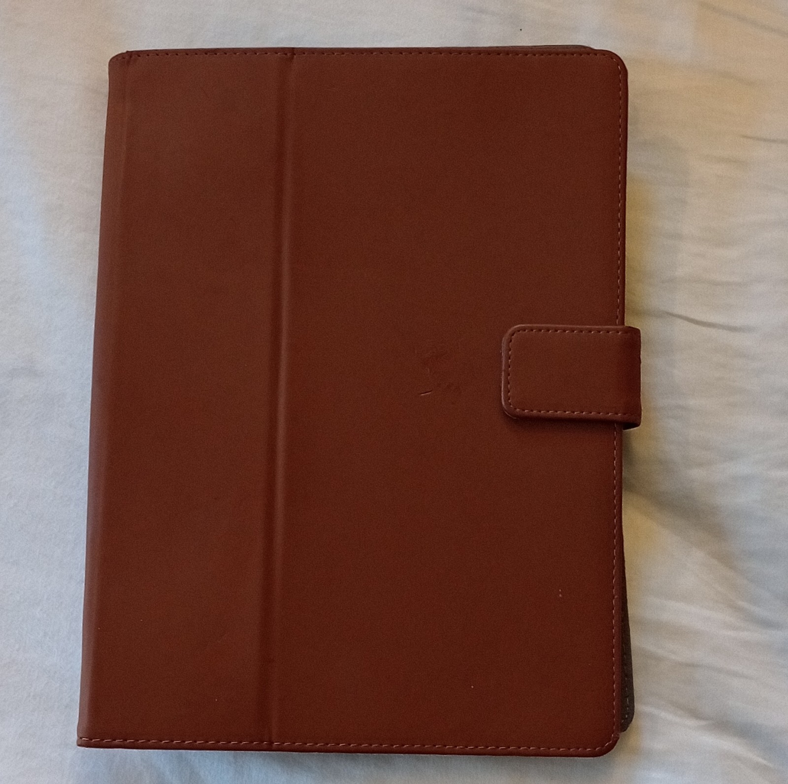 Brown Synthetic Leather Folding Folio Tablet Case with Integrated Stand