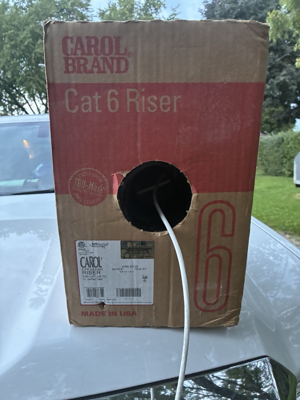 Open Box Of PRYSHIAN CAROL RISER Cat-6 -DATA WHITE 952 FT