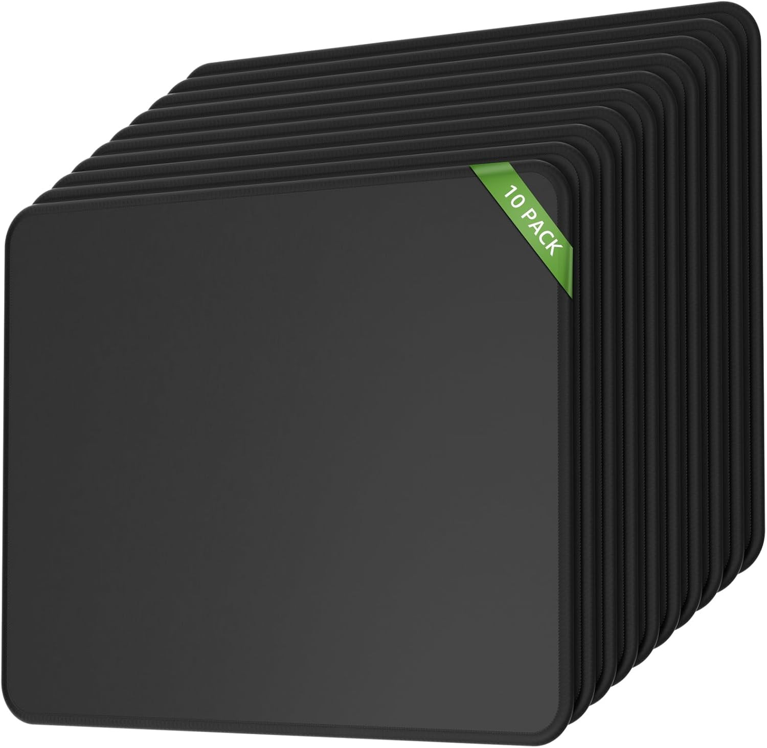 Alfombrilla Raton 10 Pzs Grande 28x21cm Base Antideslizante Borde Cosido Negra