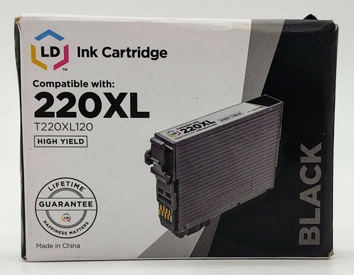 LD BLACK Ink Cartridge - Compatible 220XL (T220XL120) High Yield WF-3620 WF-2630