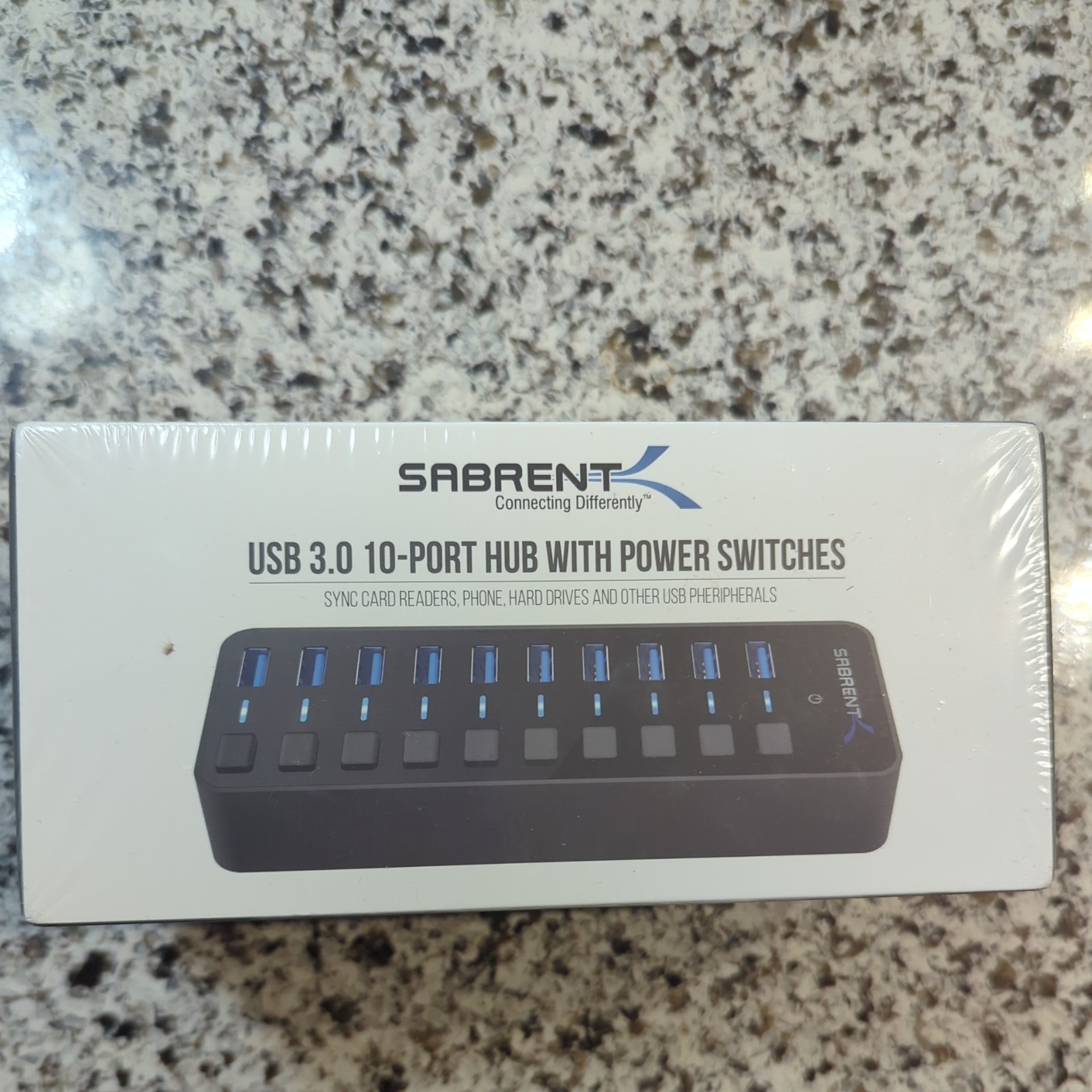 SABRENT 10-Port 60W USB 3.0 Hub with Individual Power Switches and LEDs,