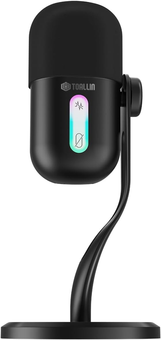 TOALLIN Basics USB Condenser Microphone Mute Button,Headphone Jack,Desktop Stand