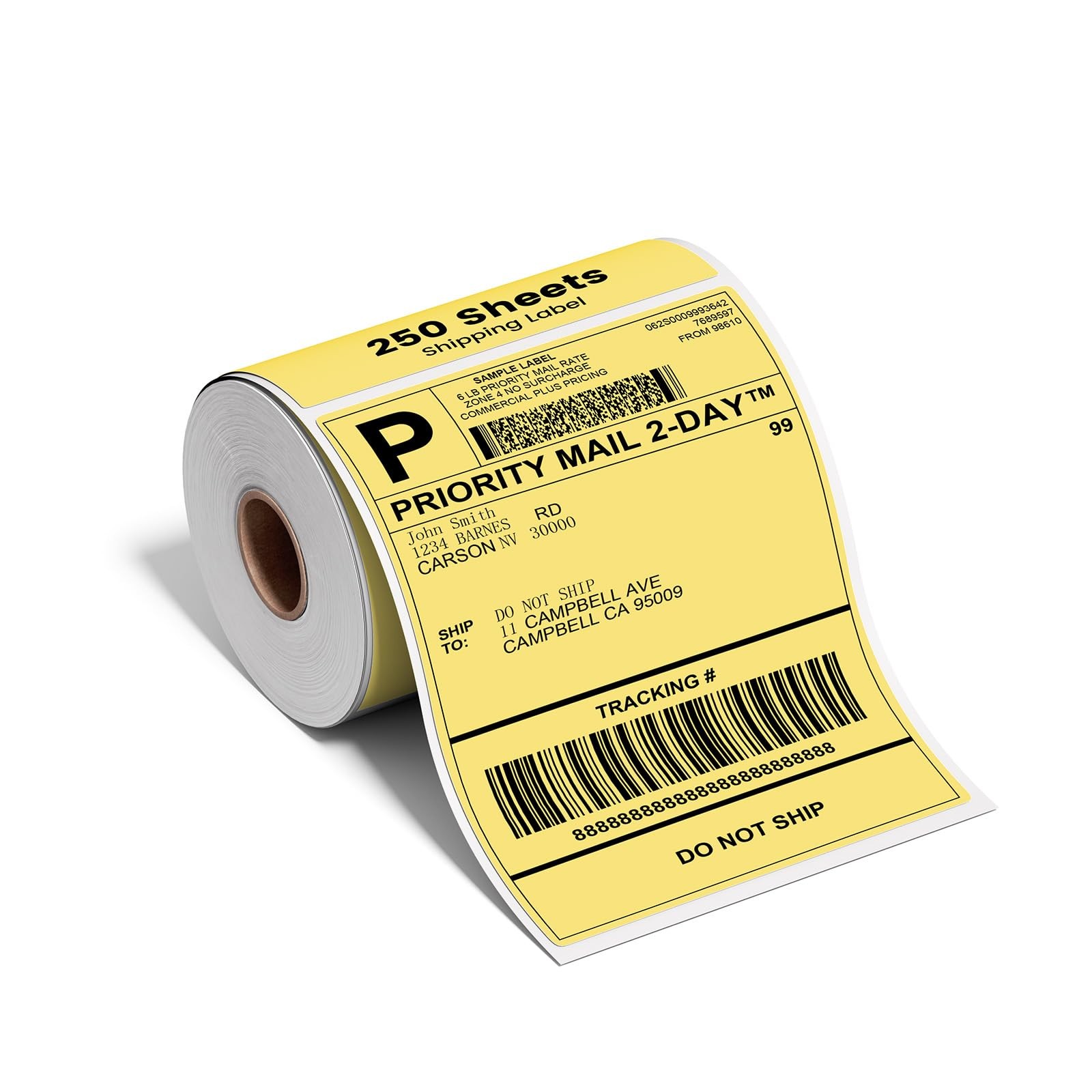 Phomemo 4x6 Yellow Thermal Label, Shipping Labels Pack of 250 4x6 Roll Labels...
