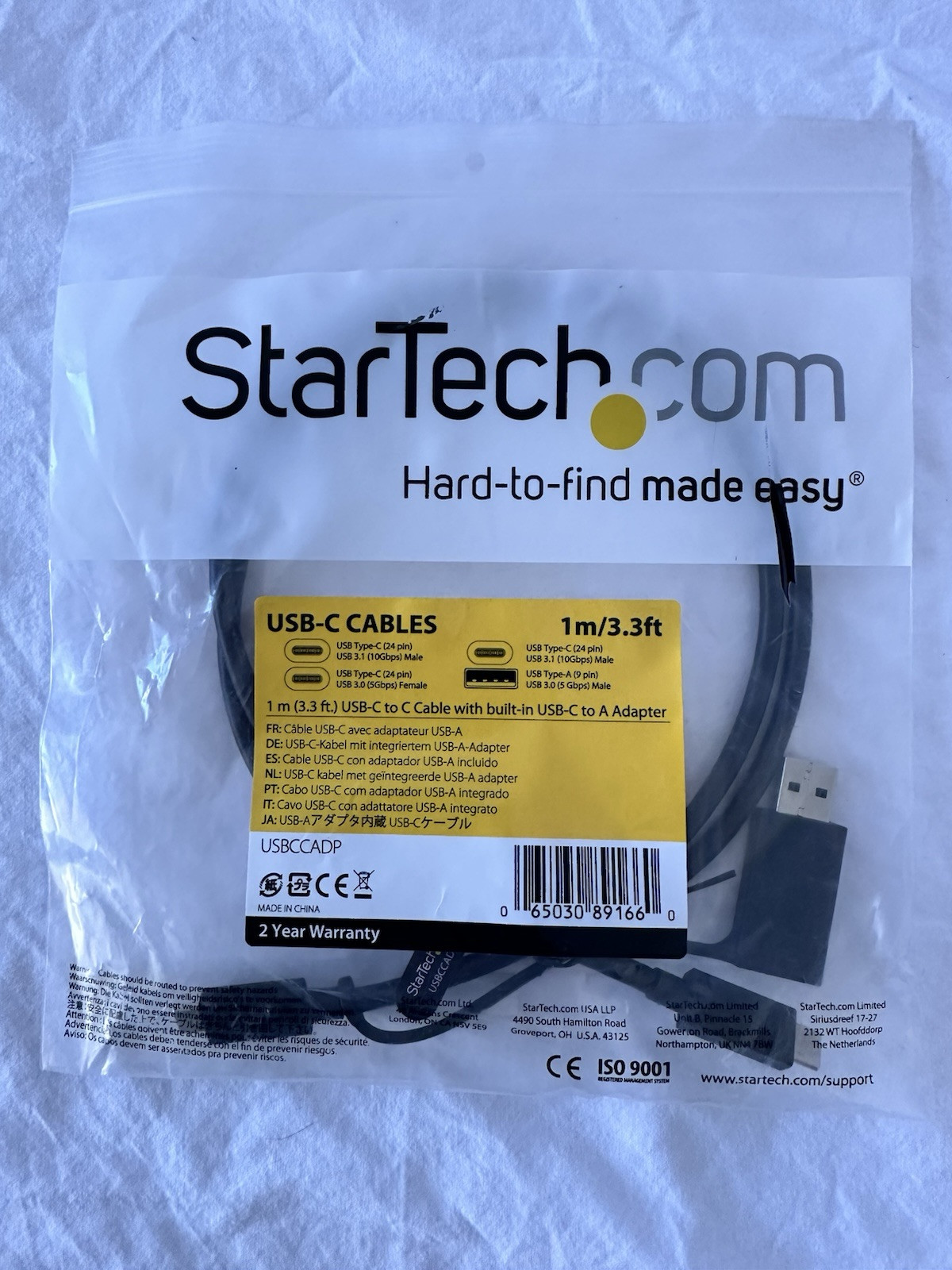 StarTech.com 3ft-1m USB-C Cable with USB-A Adapter Dongle, USB-C to C (10Gbps-PD