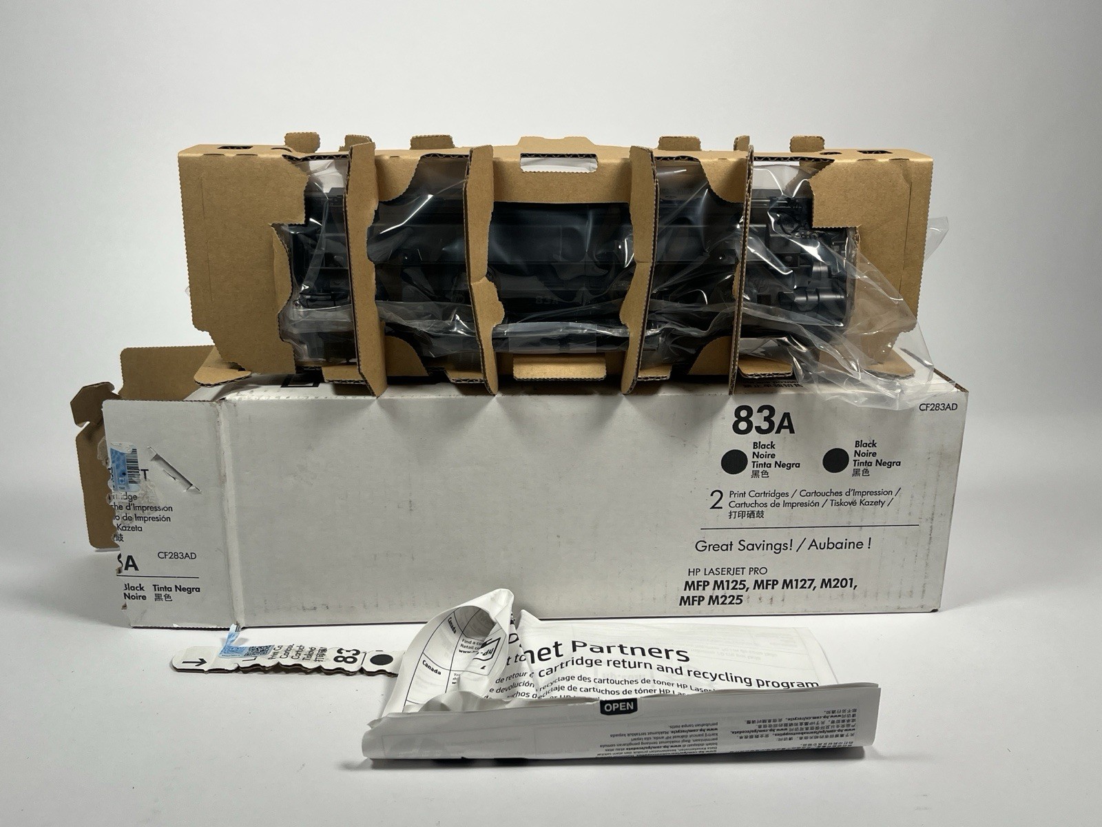 New Open Box Genuine HP LaserJet 83A Black Toner Cartridge CF283AD