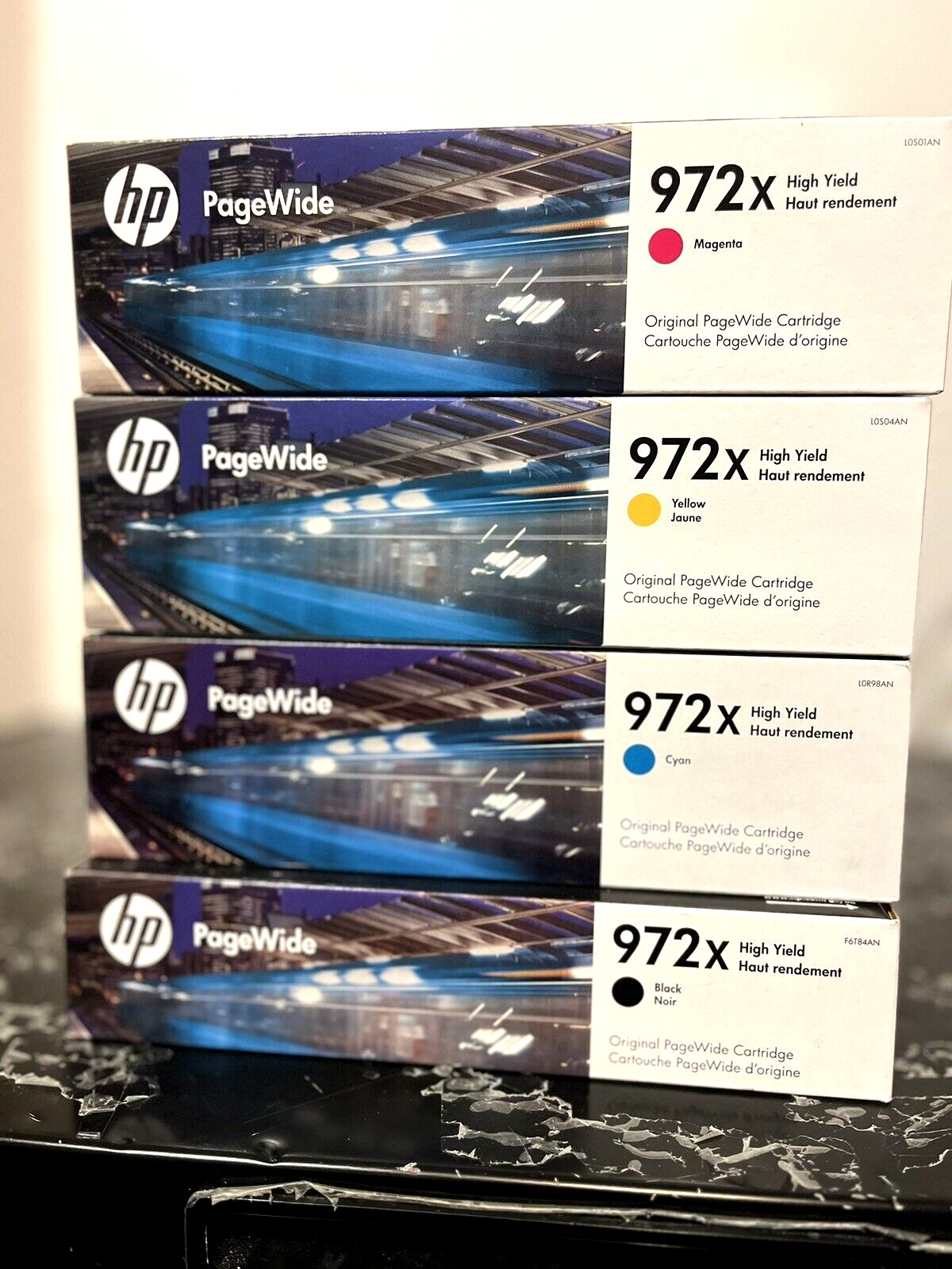 Genuine HP 972X (Exp 2026,2027) PageWide High Yield Cartridge,Set of 4,KMYC,New