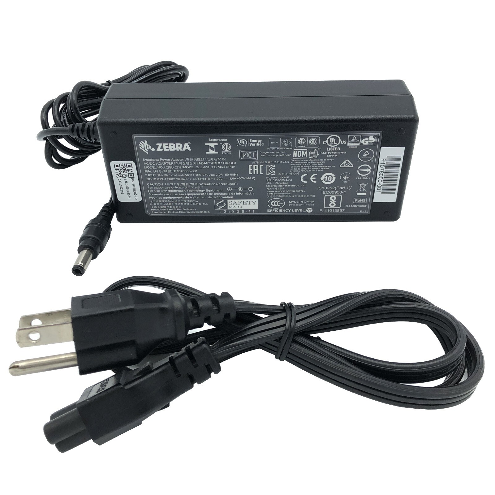 NEW Genuine Zebra 60W AC Power Adapter for LP Series Thermal Printer Eltron