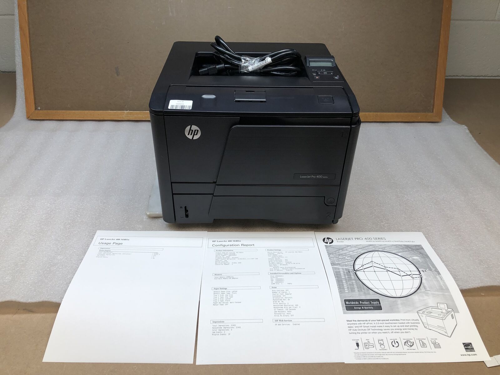 HP LaserJet Pro 400 M401n Monochrome Laser Printer w/TONER & 21k Pages -TESTED