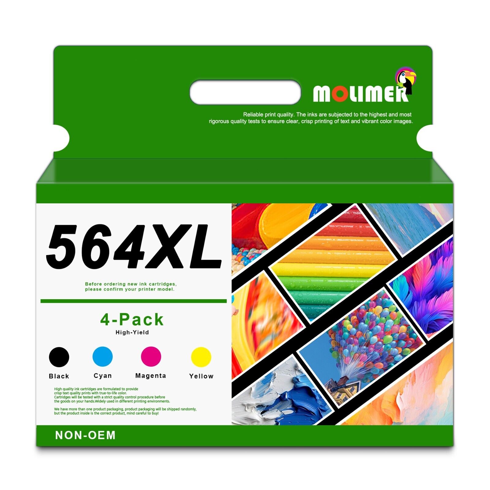 564XL High Yield Ink 4-Pack (1BK+1C+1Y+1M) Replacement for HP 564XL DeskJet 3520