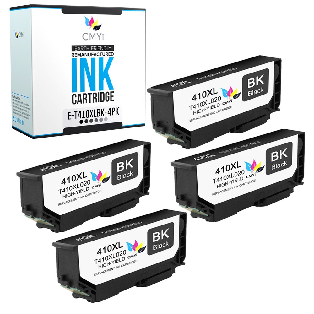 4-PK CMYi Replacement Epson 410XL Ink Black for Epson Expression XP-630 XP-635 